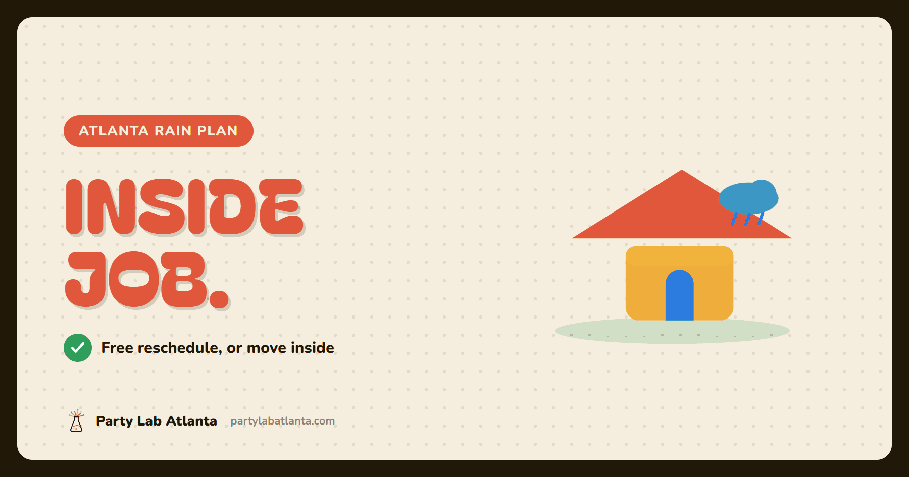 Indoor bounce house rental in Atlanta as a rainy-day plan, with a free reschedule option