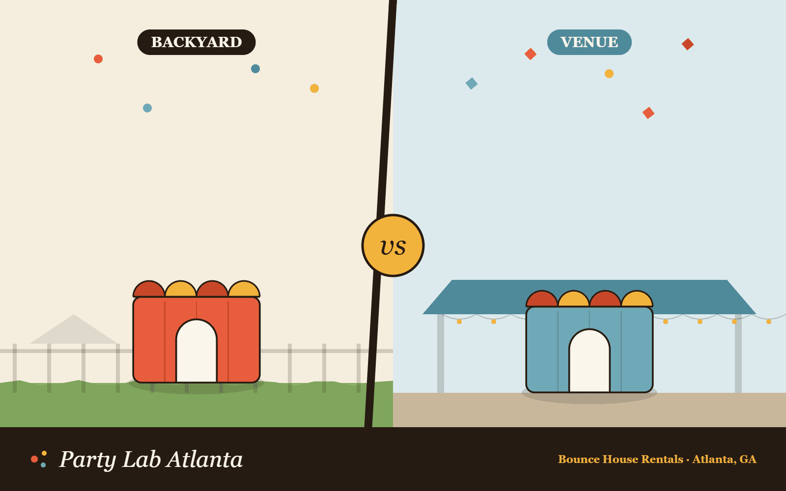 Backyard vs venue comparison for bounce house party rentals in Atlanta